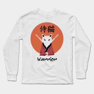 The Great Cat Warrior - Japanese Samurai illustration - Yabisan Long Sleeve T-Shirt